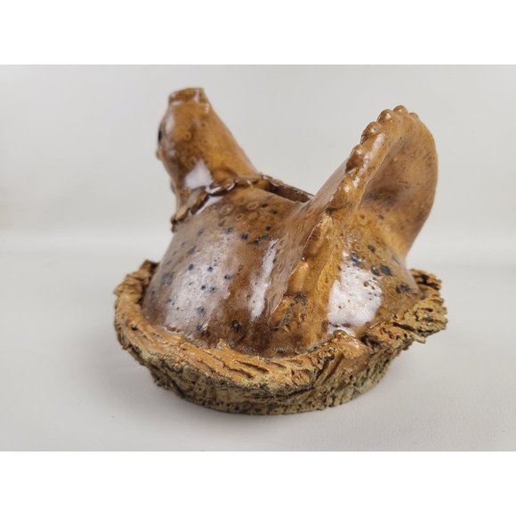 Primitive Nested Hen Art Pottery Coin Bank Artist Marked - Picture 7 of 13